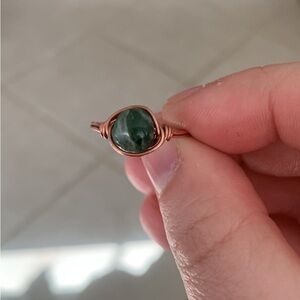 Elegant Moss Agate Copper Wire Ring (Women’s 8)